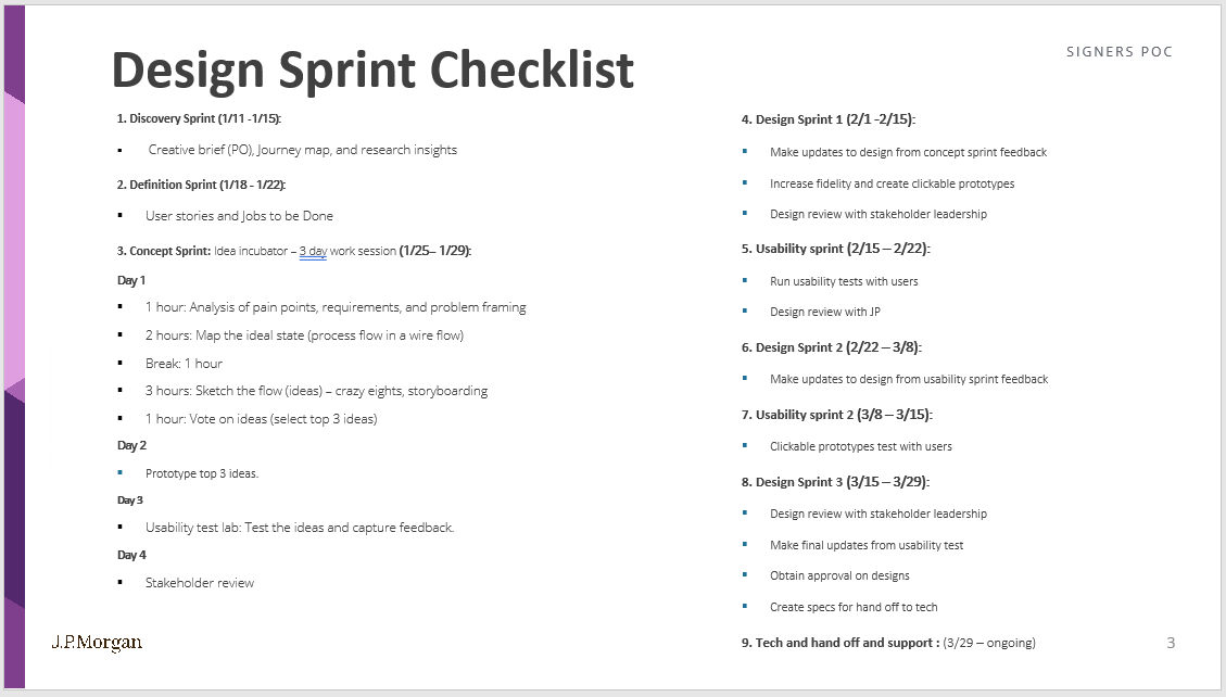 Design Sprint Checklist